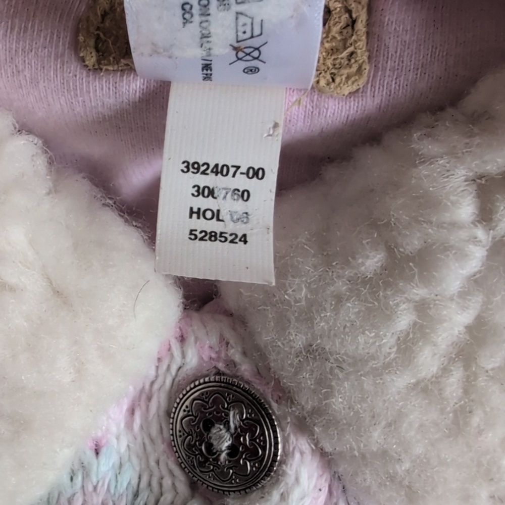 vintage Y2K babyGap fair isle faux fur collar knit cardigan sweater 12-18 months - Picture 5 of 11